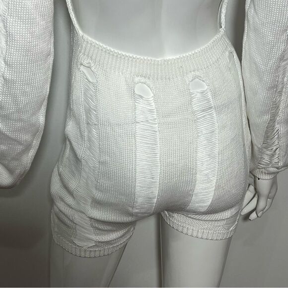 Unbranded Risque White Distressed Romper -- M - Picture 8 of 12